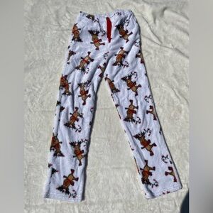 Reindeer pajama pants.